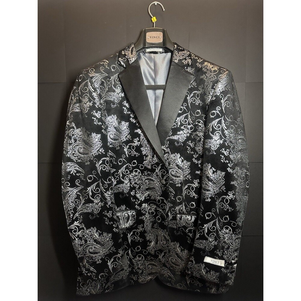 VINCI Philosophy Suit Jacket Black/Silver Men’s Brand New With Tags